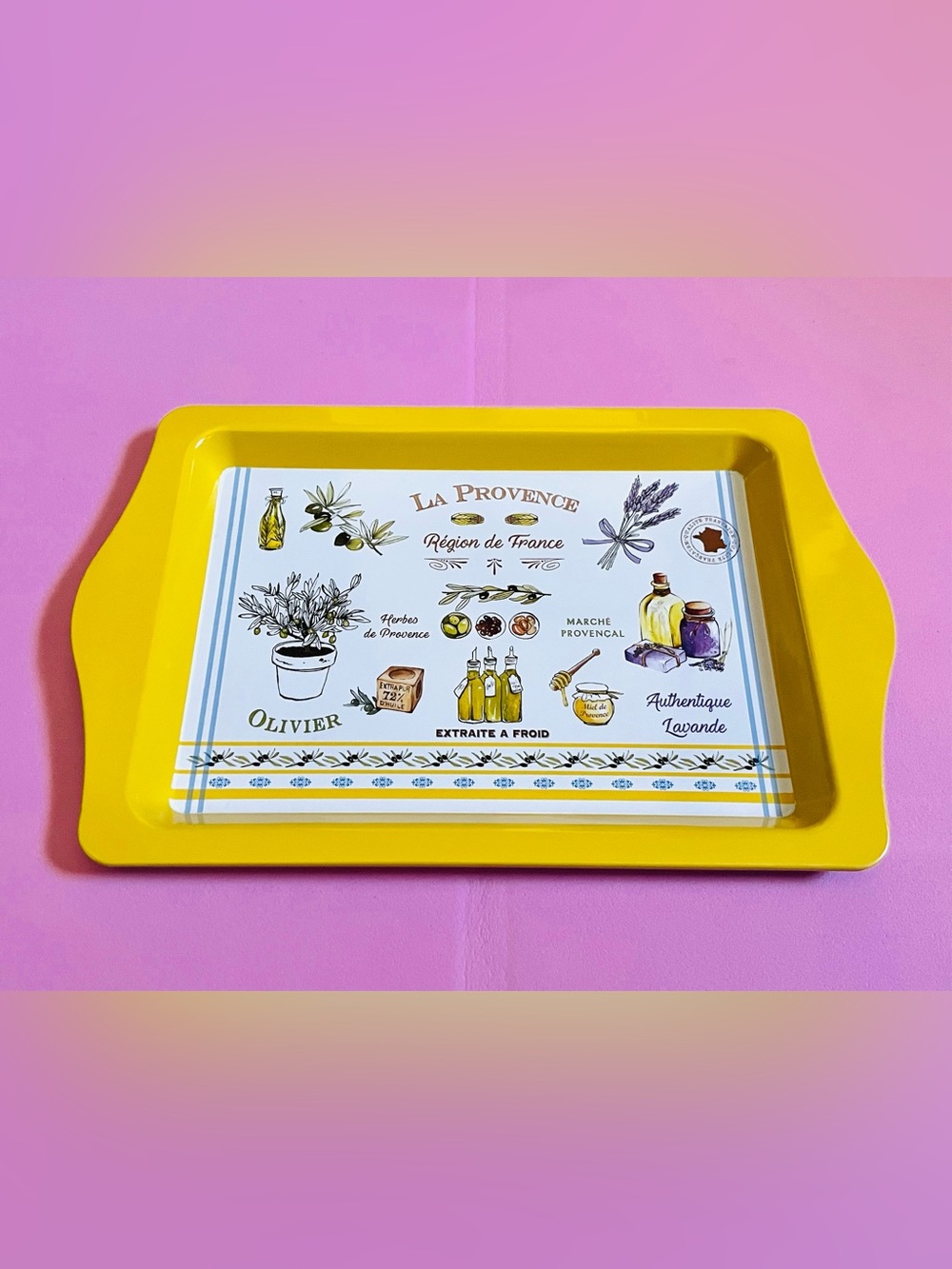 NEW La Provence Olive & Lavender Decorative Tray - Yellow & White